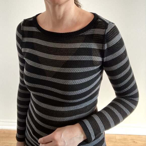 Women's Bodycon Striped Sheer Top - Picture 4 of 6